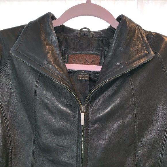 Vintage Sienna real black leather jacket. - Picture 4 of 4